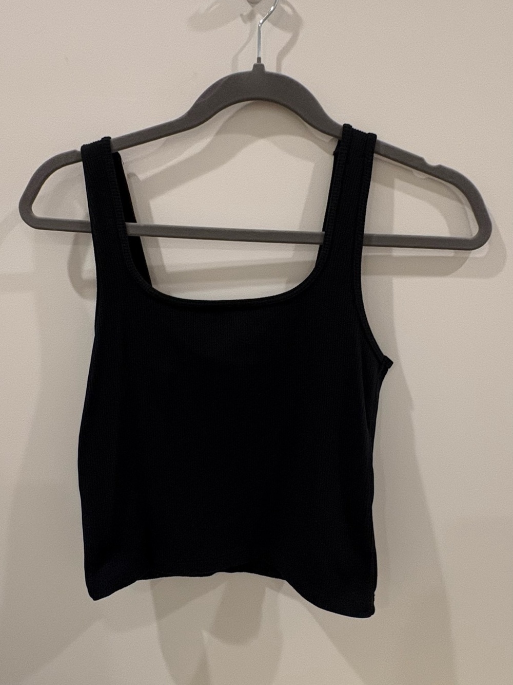 Abercrombie & Fitch Black Ribbed Square-Neck Crop Tank